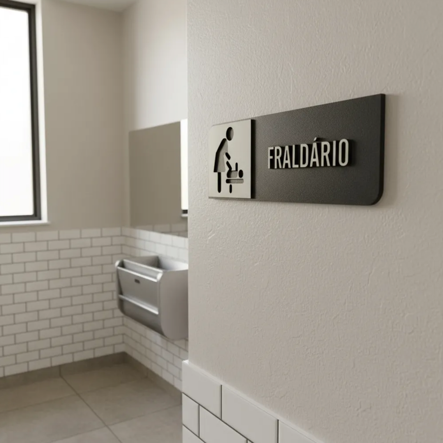 Placa de Sinalização Indicativa MDF 3D - Fraldário